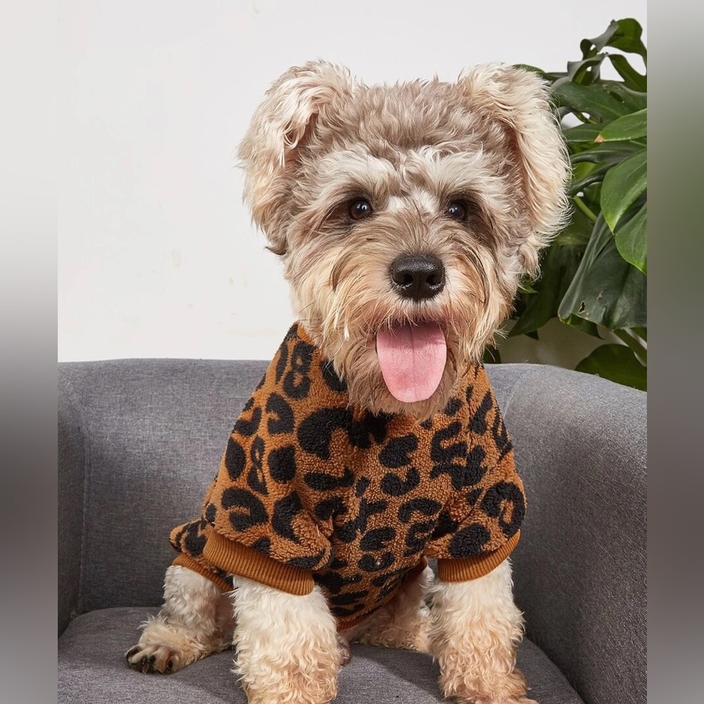 Brand NEW leopard print small dog fuzzy sweater